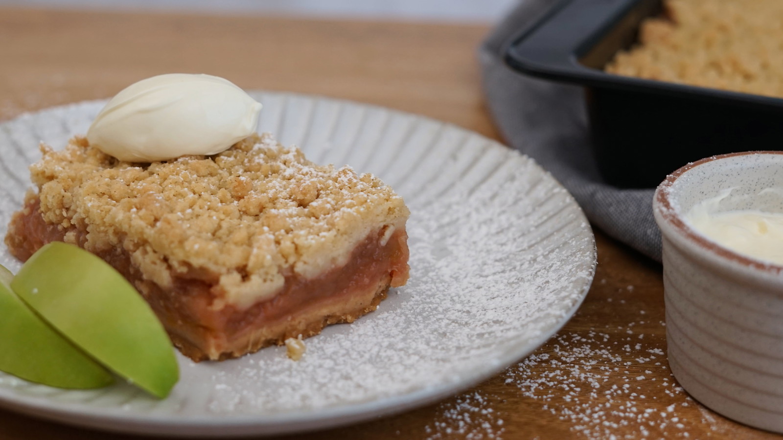 Image of Granny Smith Apple crumble slice with Apple and Thyme Butter