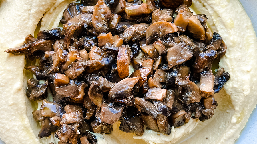 Classic Hummus with Sautéed Mushrooms