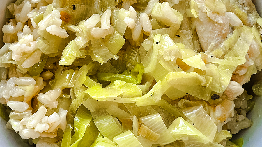 Chicken Thighs with Leeks Over Rice