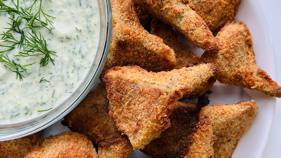 Fried Artichoke Hearts with Lemon-Dill Yogurt