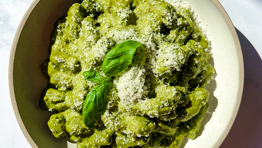 Viral TikTok Spinach Pasta with Green Goddess Pesto