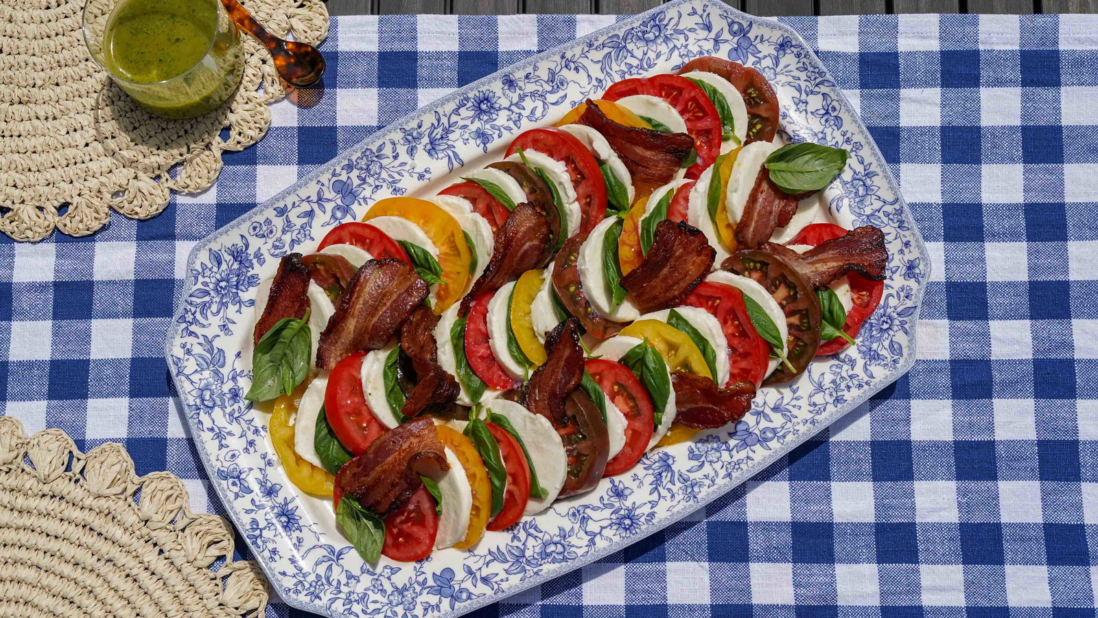Image of Kurobuta Bacon and Heirloom Tomato Caprese with Bacon-Basil Vinaigrette