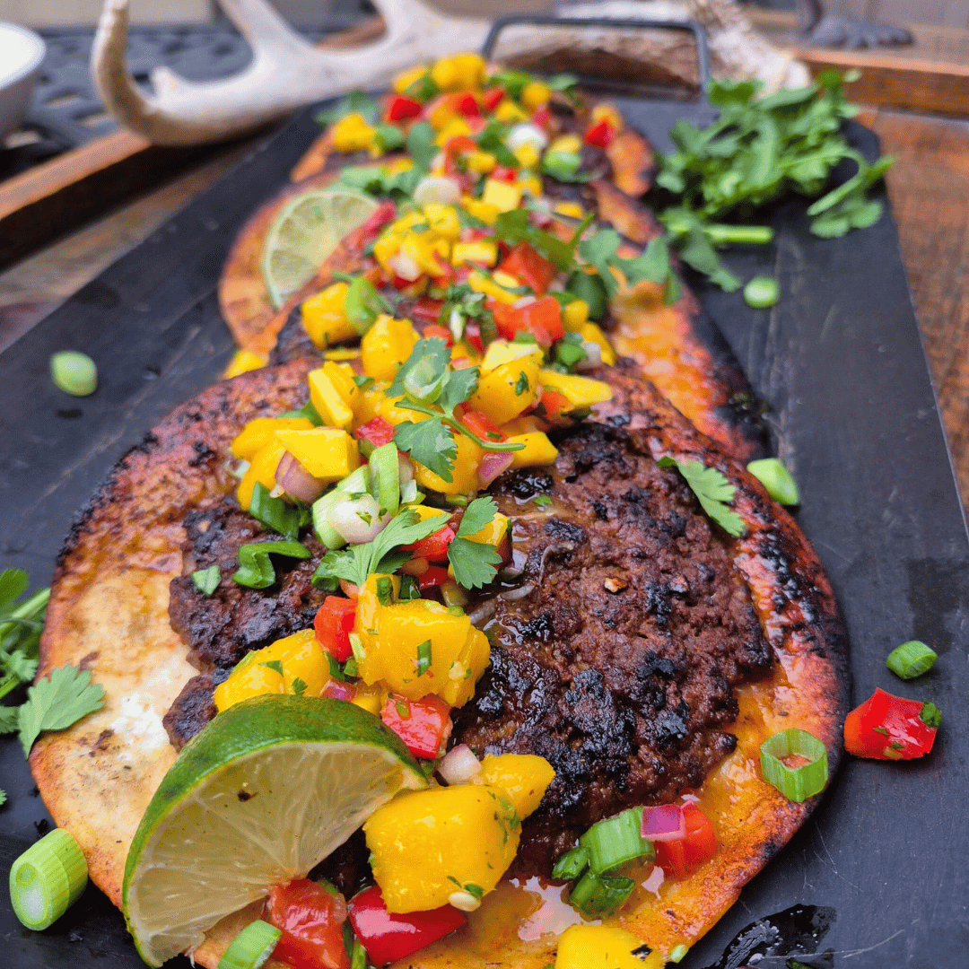 Venison Meat Smashed Tacos & Mango Salsa 