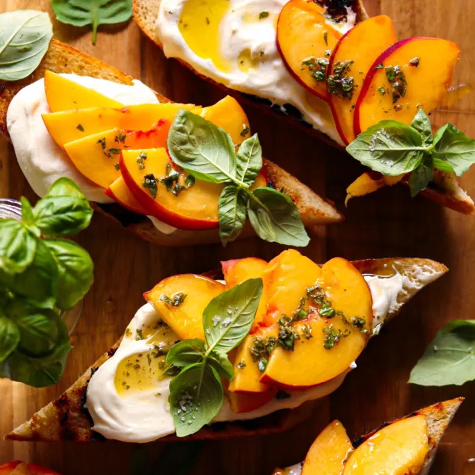 Peach & Goat Cheese Crostinis