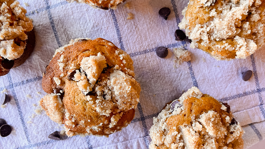 Pumpkin & Chocolate Chip Doughnut Muffins