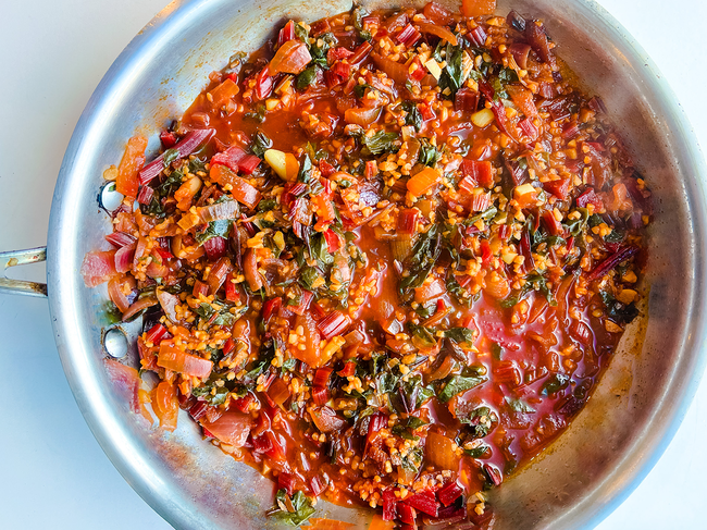 Roasted Beets & Stems with Bulgur