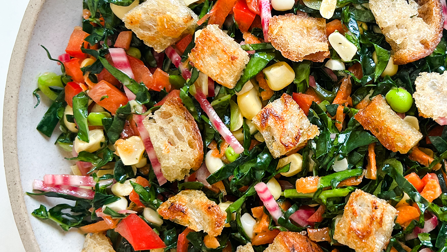 Kale Salad with Garlicky Croutons
