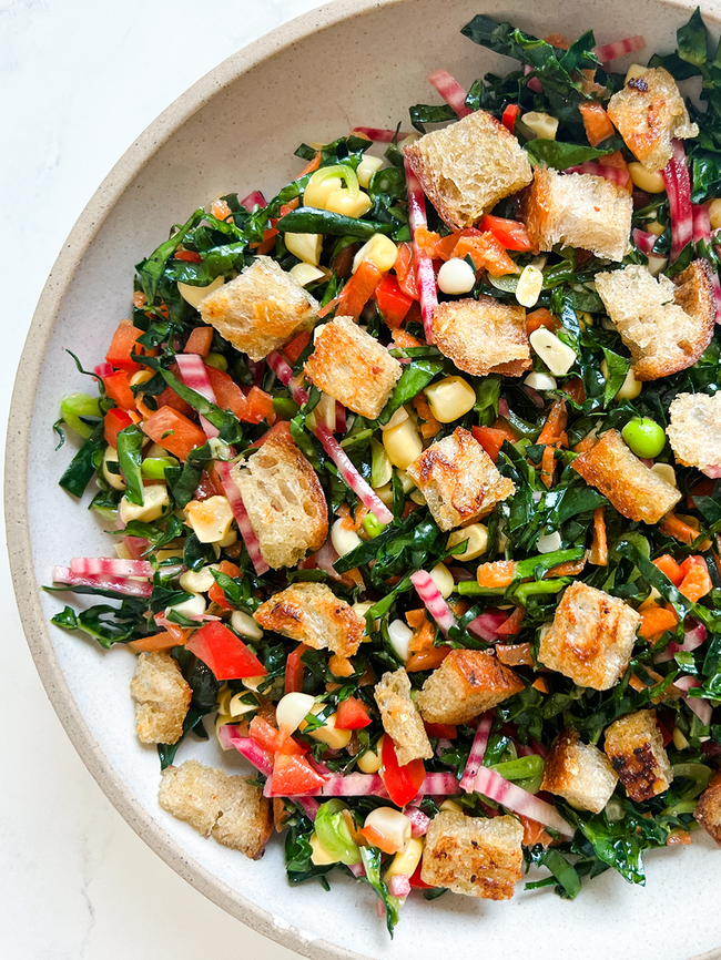 Kale Salad with Garlicky Croutons