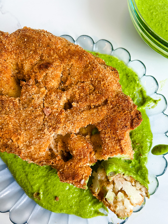 Crispy Cauliflower with Green Goddess Pesto