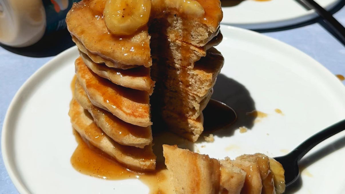 Image of Tahini Bananas Foster Pancakes