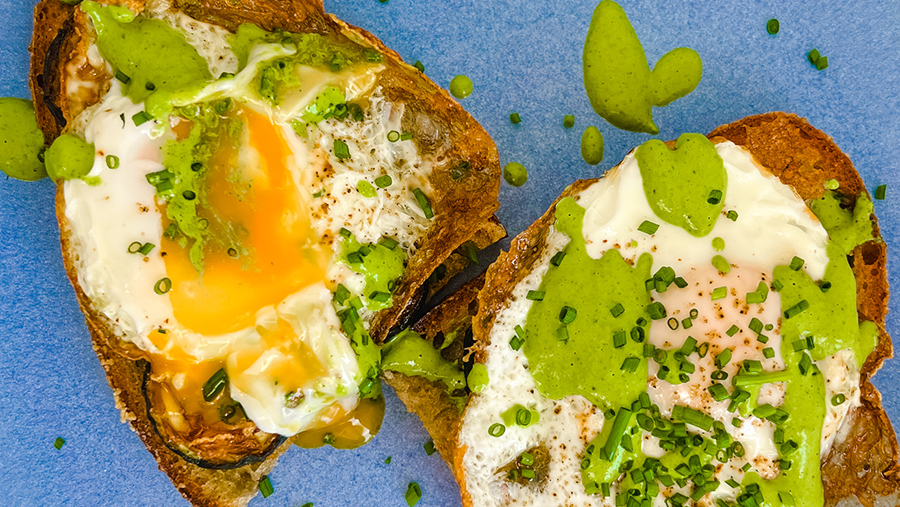 Fried Zucchini Toast with Green Tahini