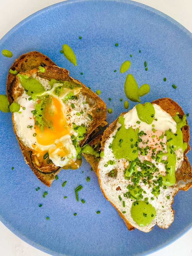 Fried Zucchini Toast with Green Tahini