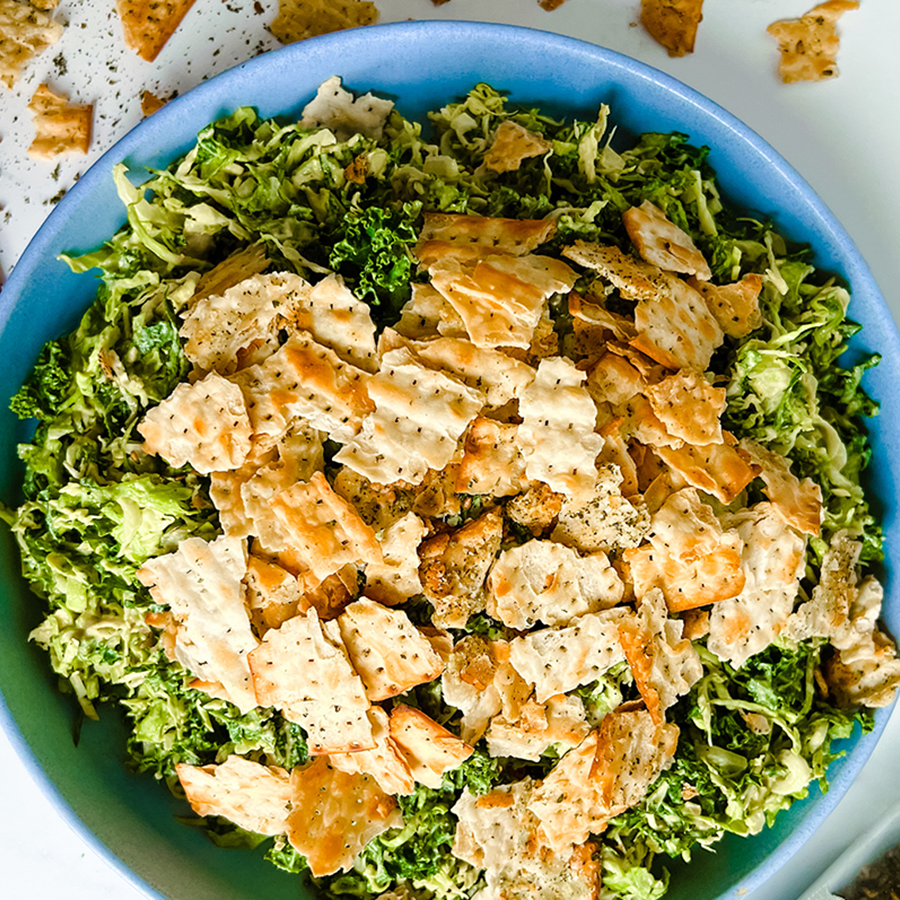 Vegan Caesar Salad with Matzo – Baked by Melissa
