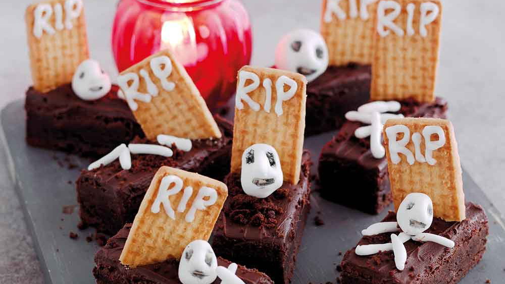 Trick & Treat Brownie Graveyard Bars