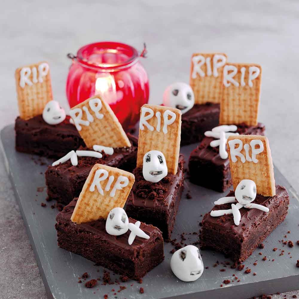 Trick or Treat Brownie Graveyard Bars