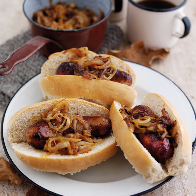 Spicy Hot Dogs with Caramelised Onions
