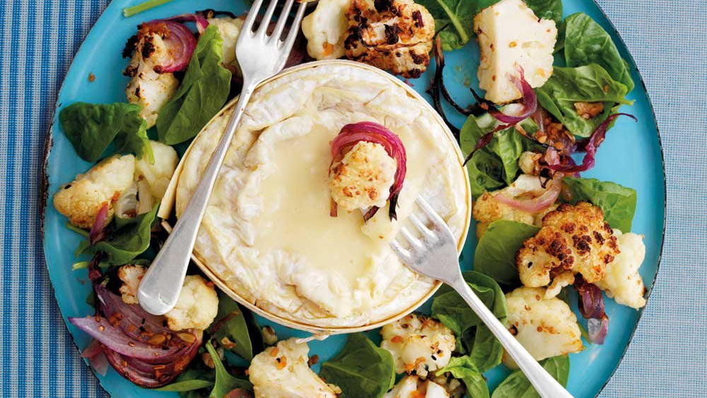 Roast Cauliflower with Baked Camembert