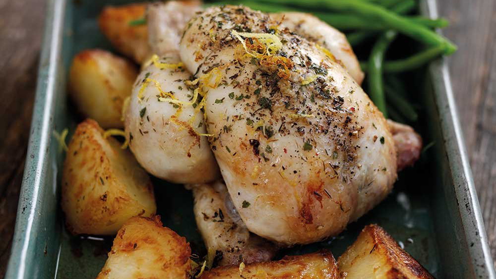 Lemon & Thyme Roast Poussin and Potatoes