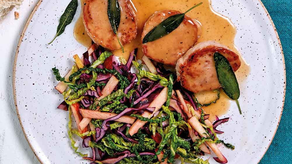 Pan-Fried Pork with Apple Slaw