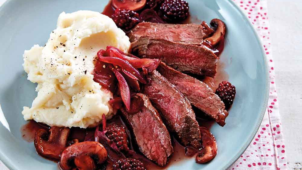 Venison with Mushroom & Blackberry Sauce