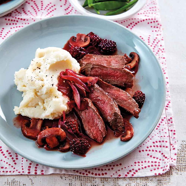 Venison with Mushroom & Blackberry Sauce