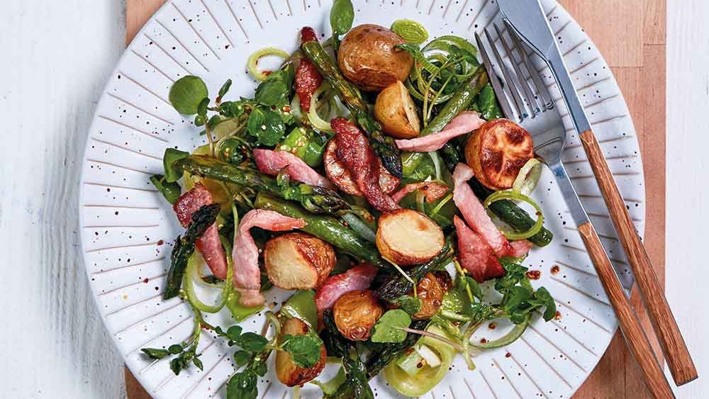 Hot Roast Asparagus & Potato Salad