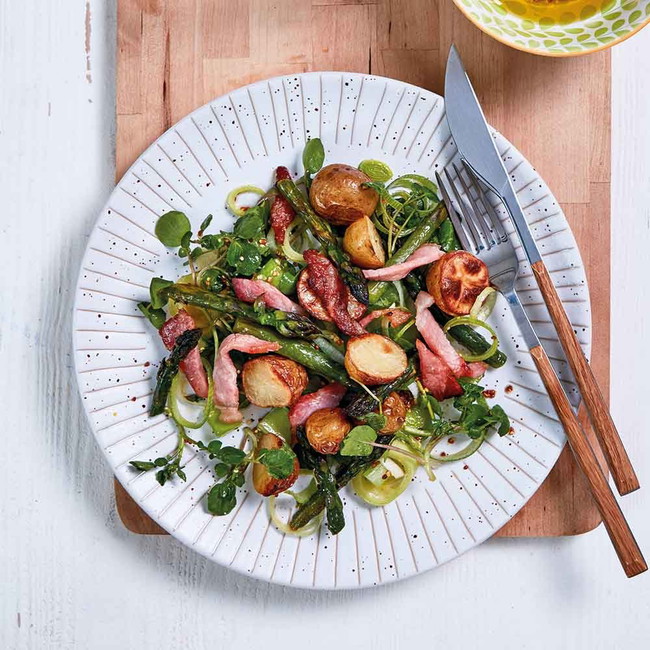 Hot Roast Asparagus & Potato Salad