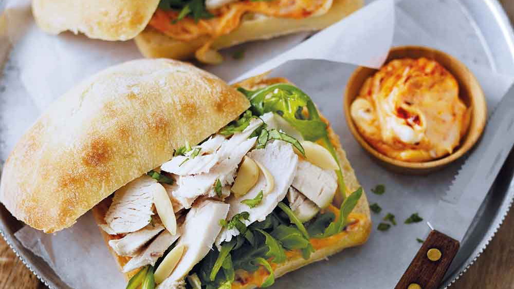Chicken, Almond and Basil Sandwiches