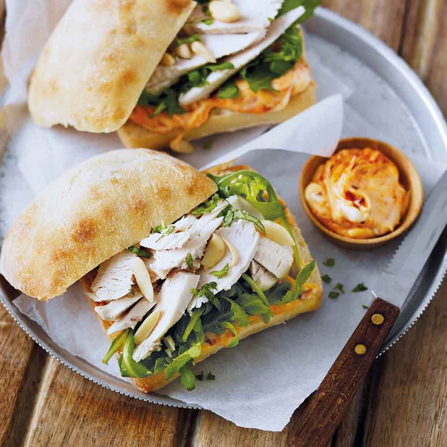 Chicken, Almond and Basil Sandwiches