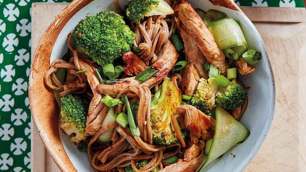 Pork & Broccoli Noodles with Japanese Flavours