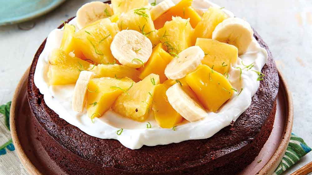 Tropical Flourless Chocolate Truffle Cake