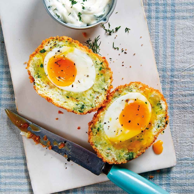 Smoked Haddock Scotch Eggs with Lemon Mayonnaise