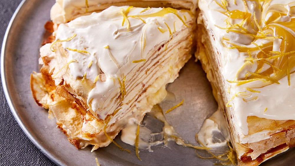 Lemon Crepe Layer Cake for pancake day