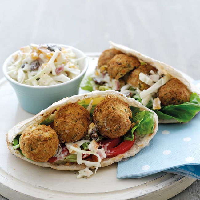 Falafel Pittas with Fruity Crunchy Salad