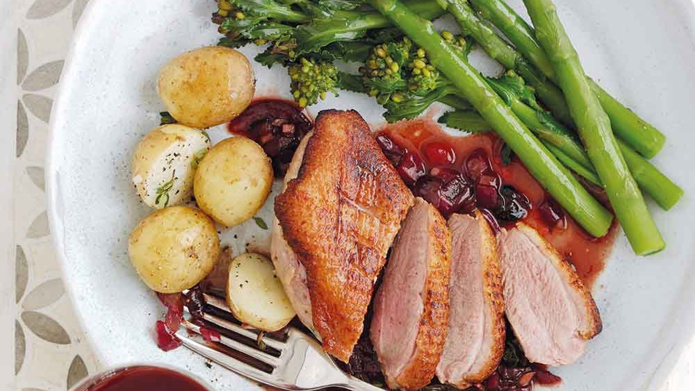 Duck with Red Wine & Redcurrant Sauce