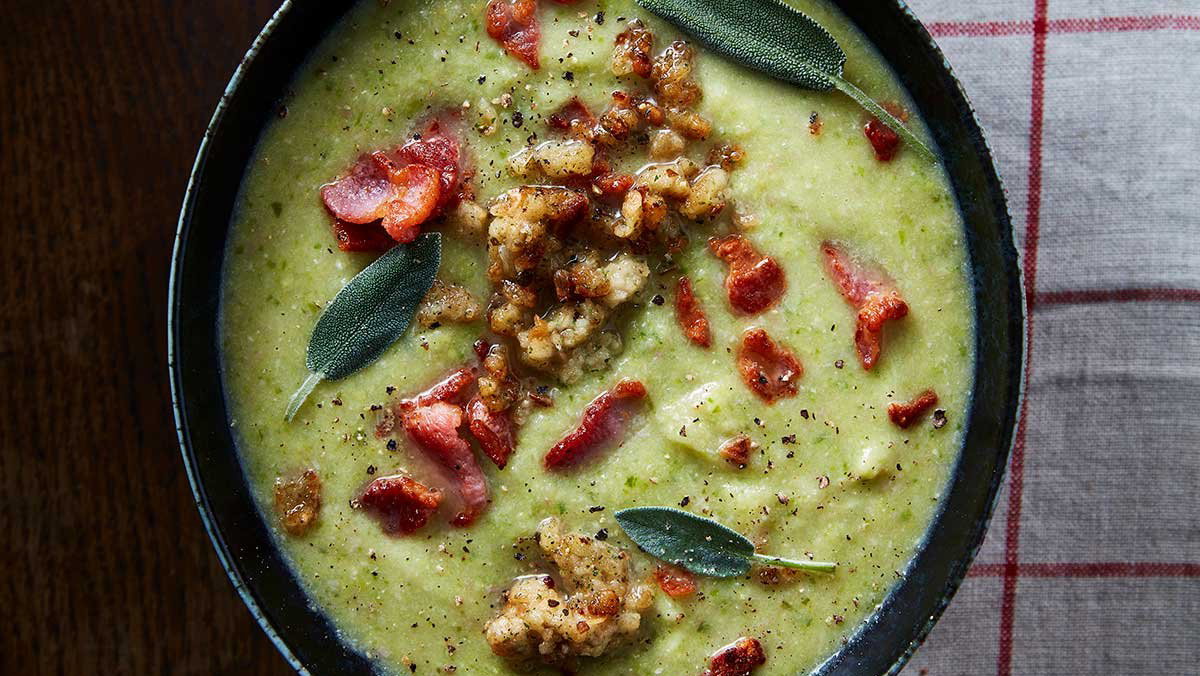 Sprout Bacon and Stuffing Soup