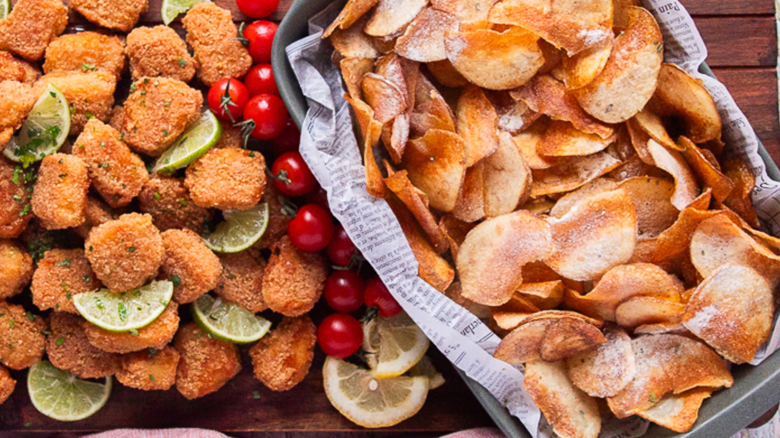 Image of Cod Nuggets With Homemade Salt and Vinegar Potato Chips