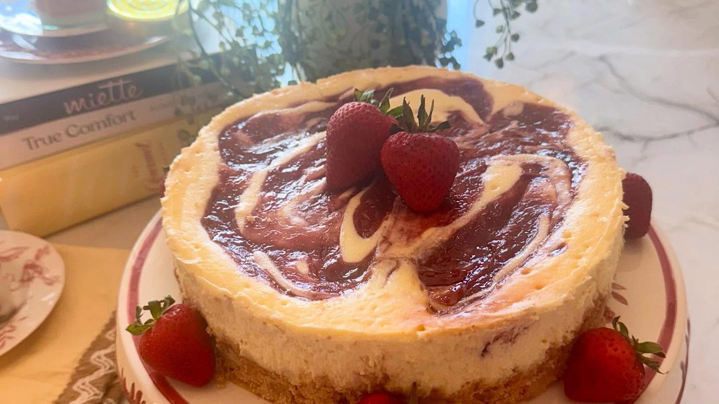 Image of Lemon Strawberry Rhubarb Cheesecake