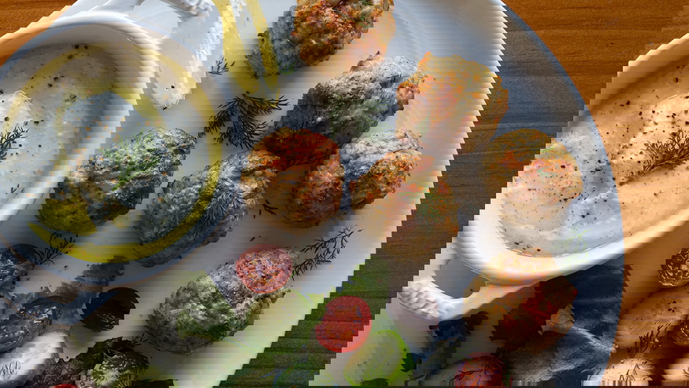 Image of Chicken Shawarma Meatballs with Feta Dip