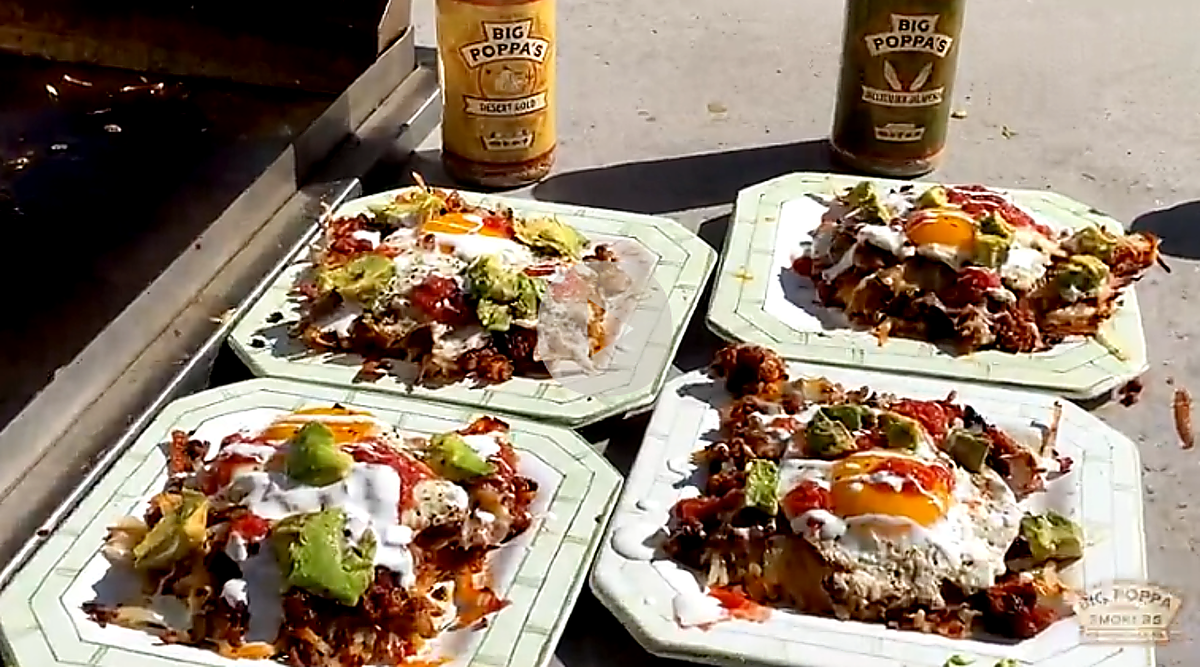 Hash Brown Chorizo Egg Delight with Melty Cheese & Crema