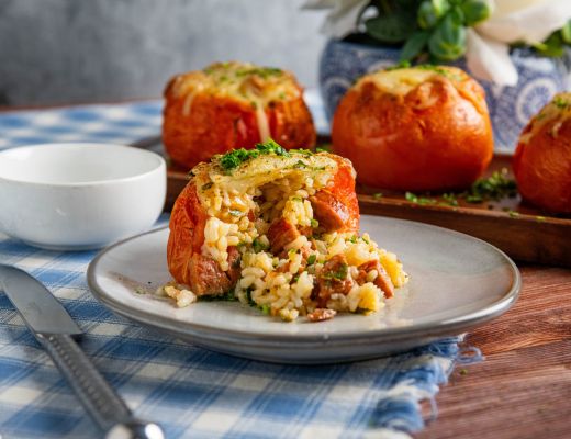 Image of Smoked Sausage and Sweet Pepper-Stuffed Tomatoes