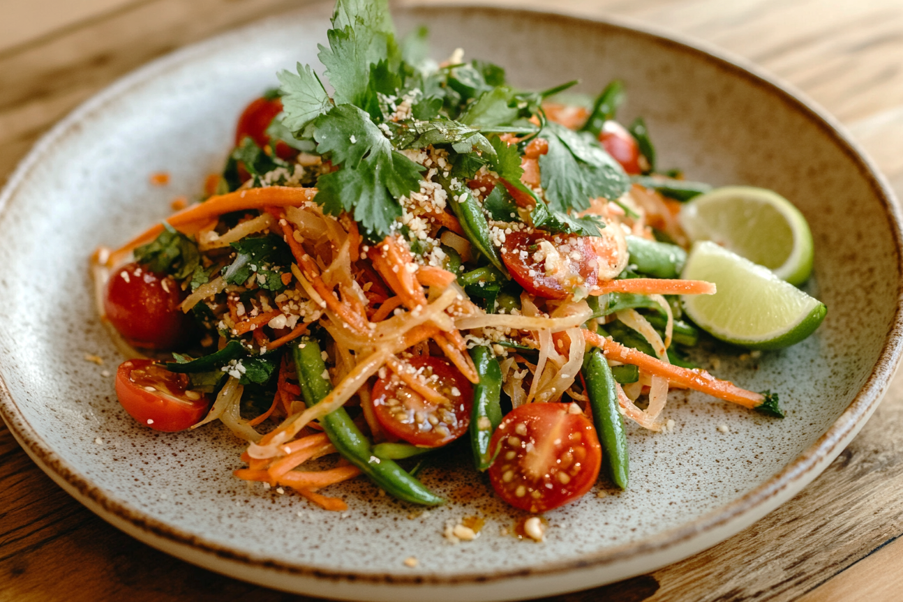 Erfrischender Som Tam – Veganer thailändischer Papayasalat mit Limette ...
