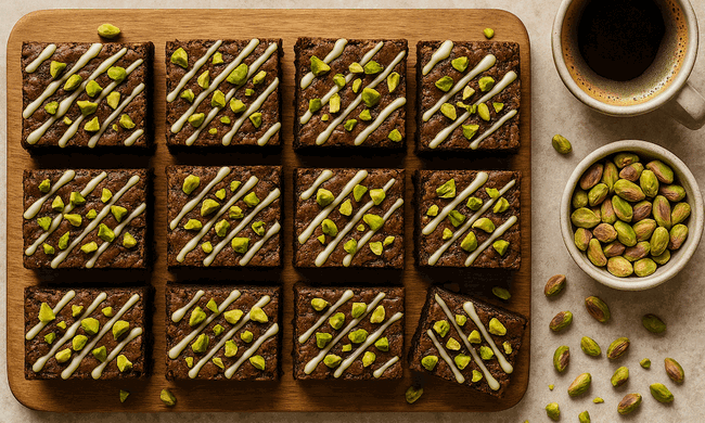 Image of Deliciously Tasty Chocolate and Pistachio Brownie Recipe UK