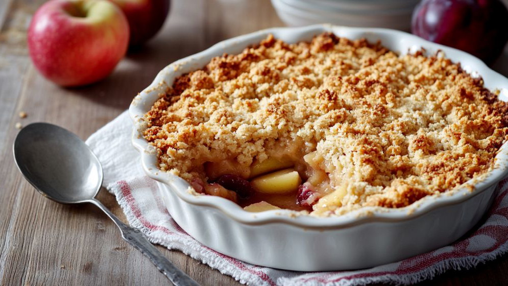 Image of Apfel-Zwetschgen-Crumble-Rezept