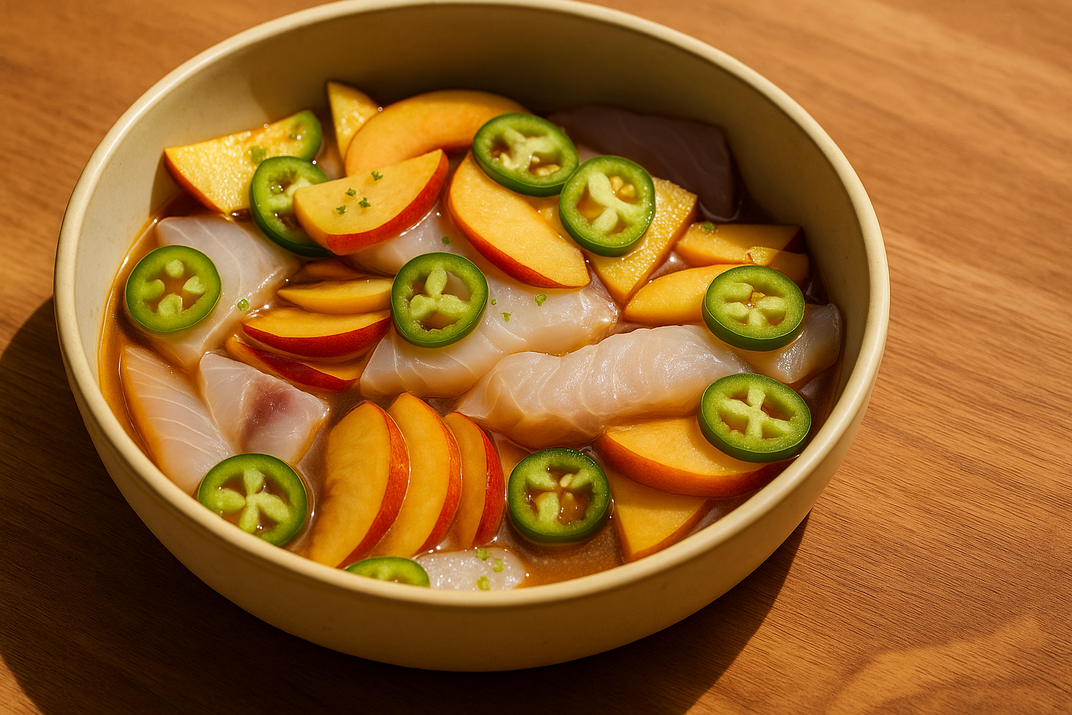 Image of Spicy Stonefruit Hamachi Crudo