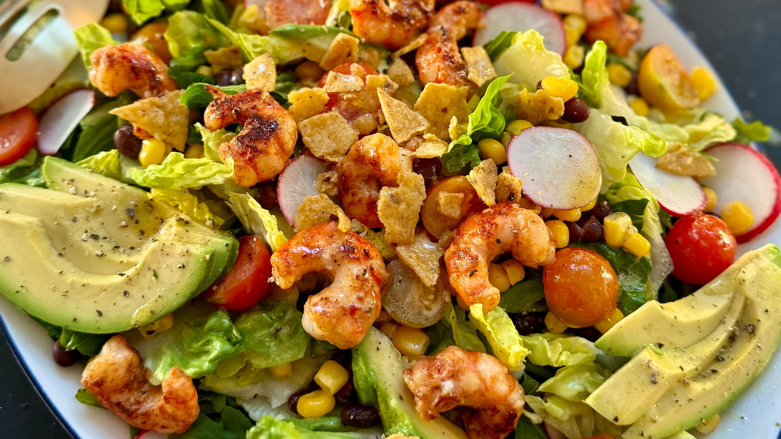 Image of Mexican-Inspired Taco Salad with Spot Prawns