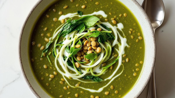 Image of Green Lentil Soup with Spinach and Coconut Milk
