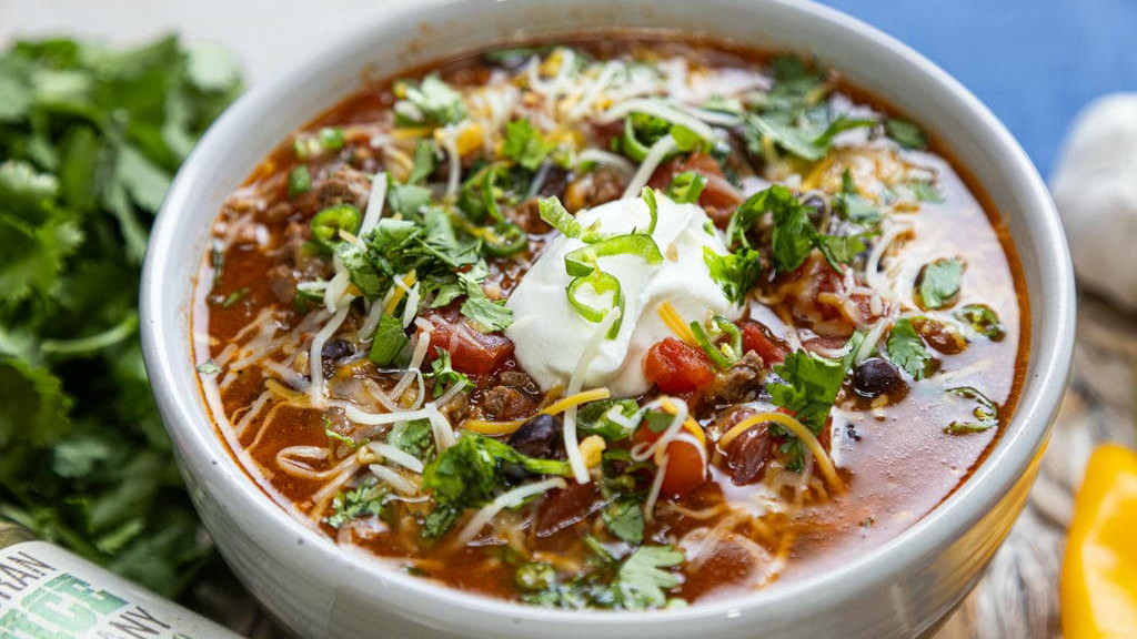 Bowl of Spicy Slow Cooker Chili