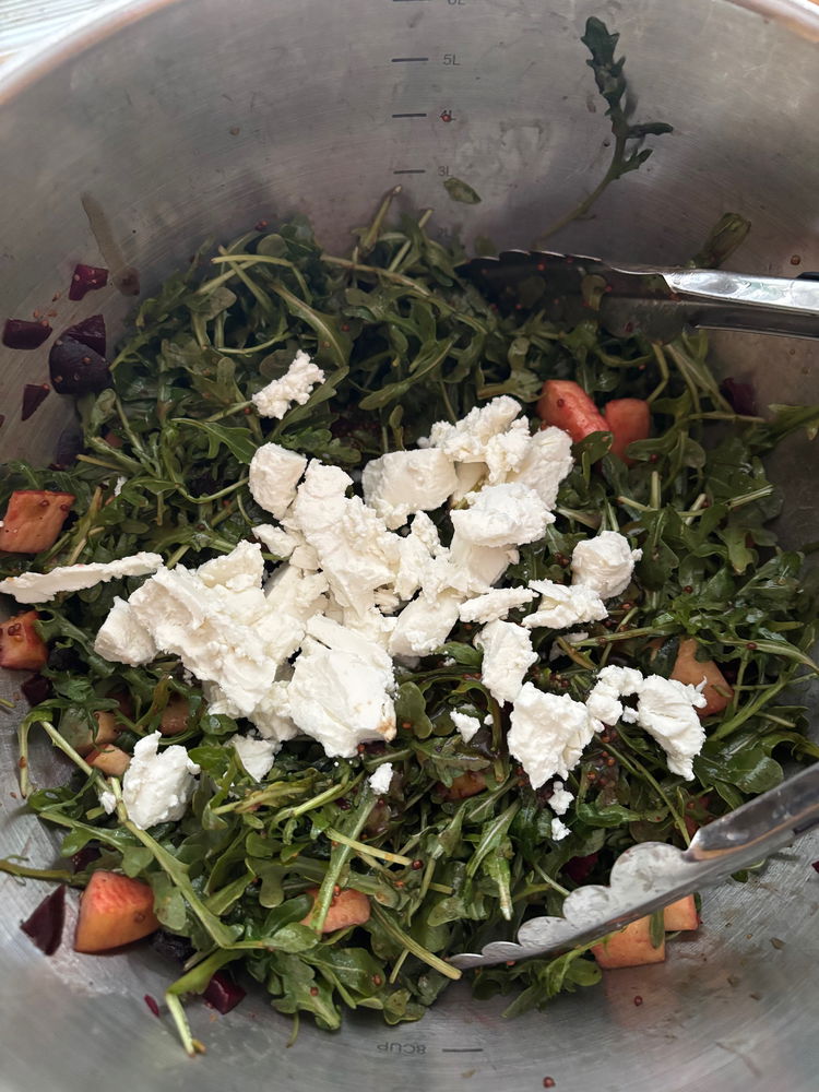 Image of Add the goat cheese to the mixing bowl and gently...