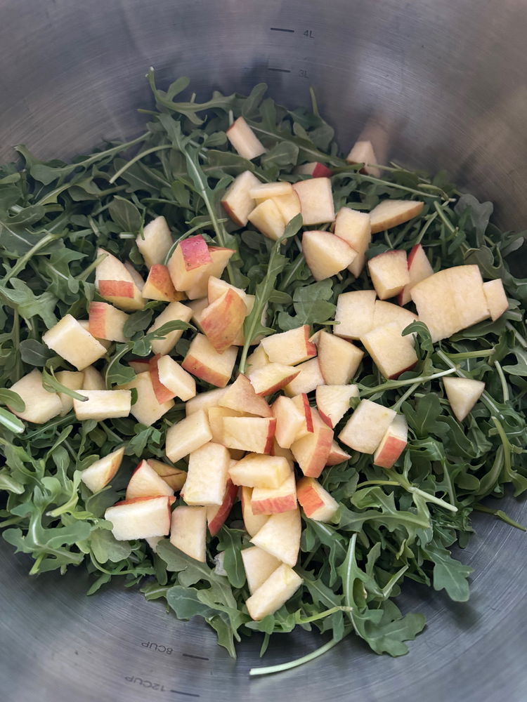 Image of Add the chopped apple to the mixing bowl. I used...